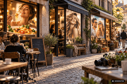Goldene Gasse mit Café und Geschäften